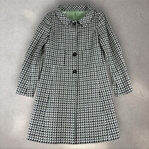 Hobbs Marilyn Anselm Lambswool Tweed Green Pea Coat Overcoat Jacket Sz 10 Vtg